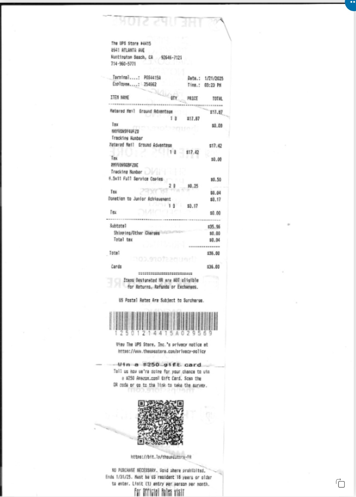 Certified Mail Receipt